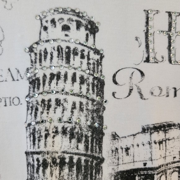 Womens Cactus Brand Italy T Shirt with Rhinestone Accents Size XL - Picture 3 of 4